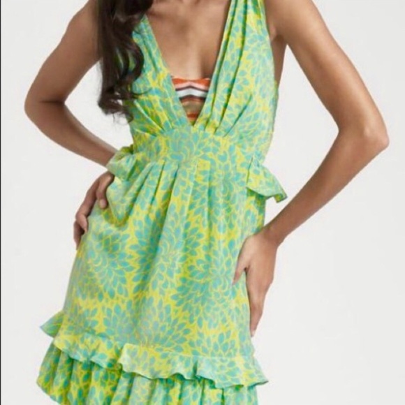 NANETTE LEPORE Santa Fe Hot Tamale Silk Ruffle Floral Print Mini Dress - Picture 3 of 10